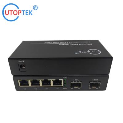 China universal Fiber Switch 4*10/100/1000Base-Tx to 2*1000Base-Fx SFP Fiber ethernet switch,network switch,media converter for sale
