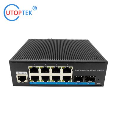China L2 Managed Industrial 2x1.25G SFP+8x10/100/1000M RJ45 POE port+1xConsole port, DIN Rail,-40 ~+85 ℃ for sale