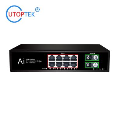 China 8x10/100/1000M POE 30W+2 SC 20km Fiber port IEEE802.3af/at POE Etherent switch for CCTV Network system for sale