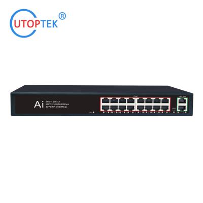 China 16x10/100/1000M POE 30W+2 UPlink UTP IEEE802.3af/at POE Etherent switch for CCTV Network system for sale