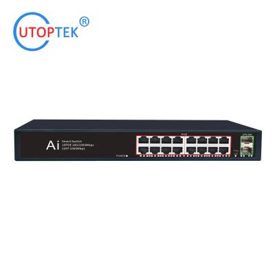 China 16x10/100/1000M POE 30W+2SFP IEEE802.3af/at POE Etherent switch for CCTV Network system for sale