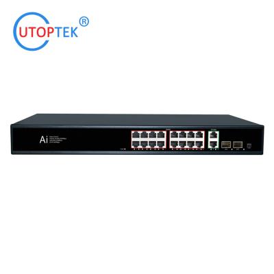 China 10/100/1000M 16xPOE+2UTP+2SFP IEEE802.3af/at 30W POE Etherent switch for CCTV Network system for sale