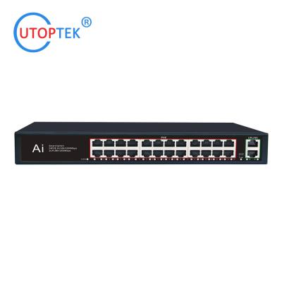China Unmanaged 24x10/100/1000M POE+2 UPlink UTP IEEE802.3af/at 30W POE Etherent switch for CCTV Network system for sale