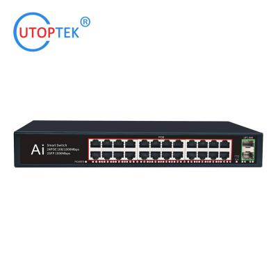China Unmanaged 24x10/100/1000M POE+2SFP IEEE802.3af/at 30W POE Etherent switch for CCTV Network system for sale