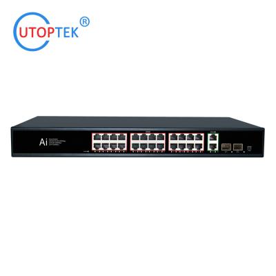China 19inch 1U RACK Unmanaged 24x10/100/1000M POE+2UTP+2SFP IEEE802.3af/at 30W POE Etherent switch for CCTV Network system for sale