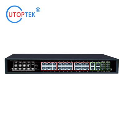 China 19inch 1U RACK Unmanaged 24x10/100/1000M POE+4UTP+4SFP IEEE802.3af/at 30W POE Etherent switch for CCTV Network system for sale