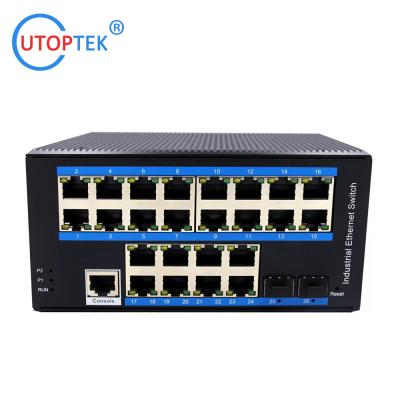 China UT224GM-SFP L2 Managed Industrial 2x1000M SFP+24x10/100/1000M RJ45+1xConsole port, DIN Rail,-40 ~+85 ℃ Ethernet Switch for sale
