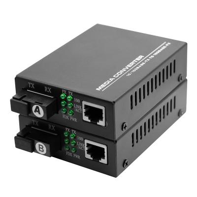 China 10/100Mbps Fiber media converter SM Bidi SC 20km with DC power for CCTV Security system for sale