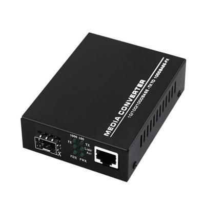 China 10/100/1000Mbps 1xRJ45+1xSFP Fiber media converter with DC power for IP camera dahua/Hikvision for sale