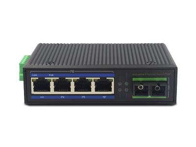 China 10/100M media converter 1fiber+4RJ45 unmanaged industrial switch with DIN rail for outdoor use for sale