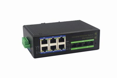 China unmanaged industrial Fiber switch 10/100M 2fiber+6RJ45 ethernet switch for outdoor use for sale
