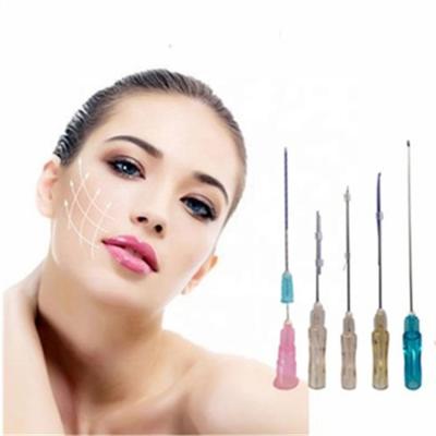 China korea absorbable pdo pcl plla cog screw sharp needle facial threads lift for forehead and frown lines 30g 25mm hilos ten en venta