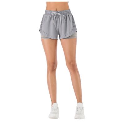 China Richee Laser Cut Womens 2 In 1 Athletic Shorts , Short Running Trousers Ladies for sale