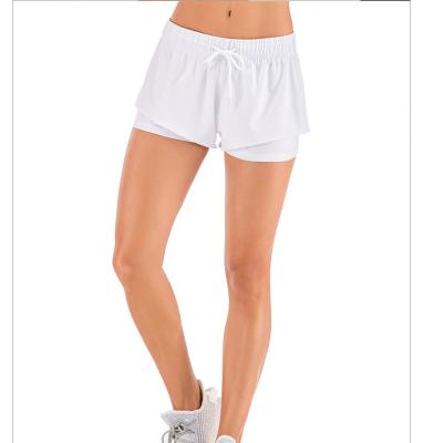 China OEM ODM white Women'S Running Shorts Sports Shorts With Inner Lining 100D for sale