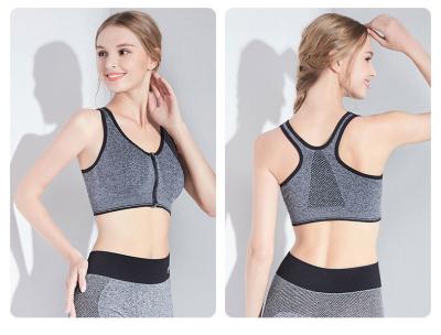 China Customizable Padded Zip Front Sports Bra Ladies Exercise Bra 250g for sale