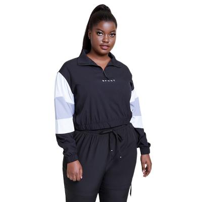 China Long sleeve 100D Three Quarter Zip Pullover Women'S Crop Sweatshirt for sale