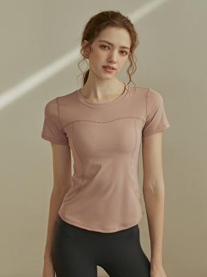 中国 細いボディは女性の体育館のTシャツ180gの女性円形の首のTシャツを形づける 販売のため