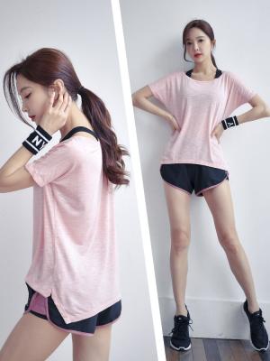 China Deodorizing performance Dri Fit Short Sleeve T Shirt Womens Exercise Wear 170g for sale