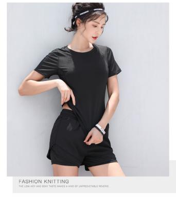 China Flatlock stitching Women'S Athletic Clothing Mesh Splice Short Sleeve Sports Shirts for sale
