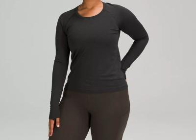 China Polyamide Elasticity Ladies Long Sleeve Running Top Black Color for sale