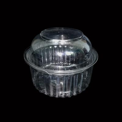 China Biodegradable 18cm Clear Plastic Tray Containers 7g Round Salad Packaging for sale