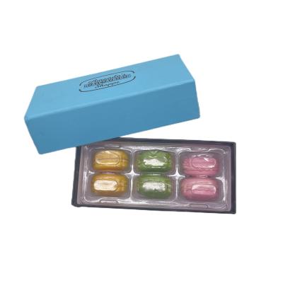 Китай Голубая бумага Kraft коробки 6pcs бумажная Macaron упаковывая с пластиковым внутренним подносом продается