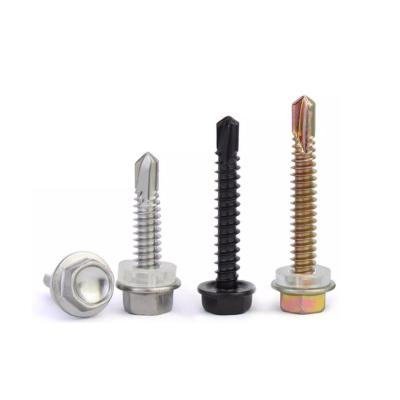 China ISO Standard M3 M4 12mm Length Yellow Black Zinc Plated Hex Washer Head Self-Drilling Screw for Wood for sale