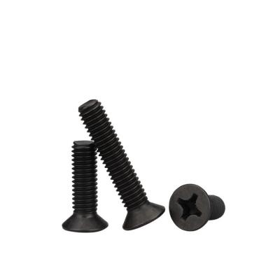 China Flat Head Black Zinc Cross Machine Screws DIN965 with ISO9001 2015 Certification for sale