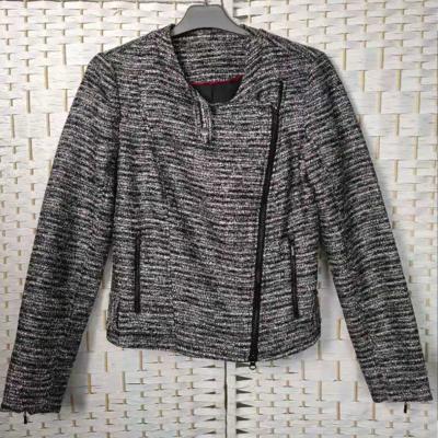 China Melange Womens Tweed Blazer Jacket With Round Neckline Customization Acceptable for sale