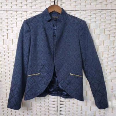 China Navy Jacquard Long Sleeve Women's Office Wear Jackets For Spring And Autumn for sale