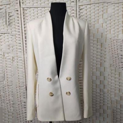 China Loose Fit Casual White Blazer Double - Breasted For Office Ladies for sale