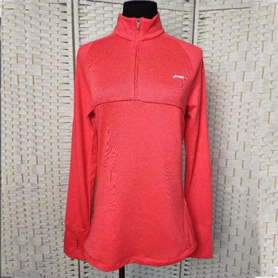 China Desgaste atlético sustentável vermelho coral, camiseta longa dos esportes da luva do meio fecho de correr à venda