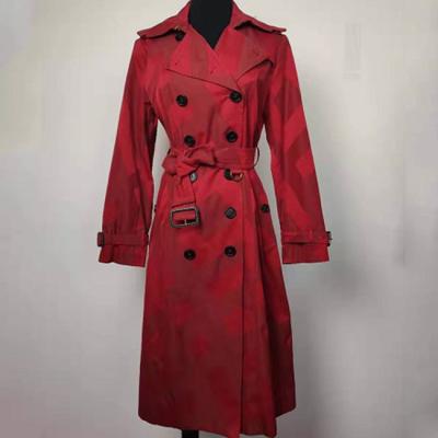 China Jacquard Ladies Fashion Wear , Red / Green Double Breasted Peacoat for sale