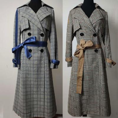 China Checkered Ladies Fashion Wear Double - Breasted For Autumn / Winter for sale