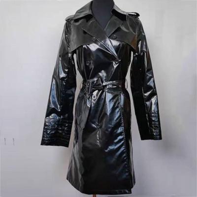 China Double - Breasted Ladies Fashion Wear , Reflective Long Belted Trench Coat for sale