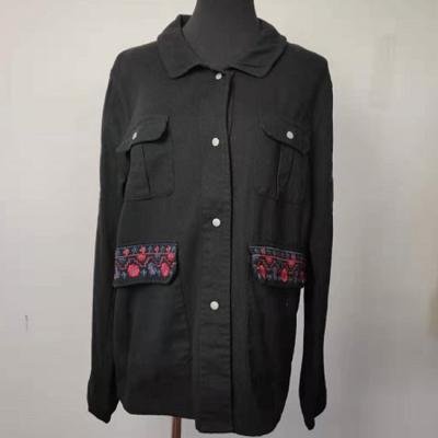 China Soft Ladies Fashion Wear / Embroidered Jacket With Snap Button Closure for sale
