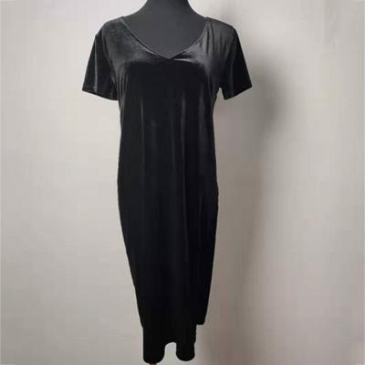 China Black Velvet Ladies Elegant Dresses Short Sleeve For Banquet / Night Party for sale