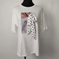 China White Ladies Fashion Wear / T Shirt Loose Fit With Bow - Knot Design for sale