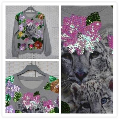 China Digital Printing Customized Polo T Shirts / Pullover With Sequin Beading for sale