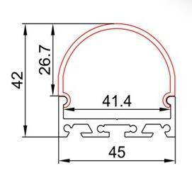 China AL4542 Led Strip Light Aluminium Extrusion / Transparent Led Strip Aluminium Profile for sale