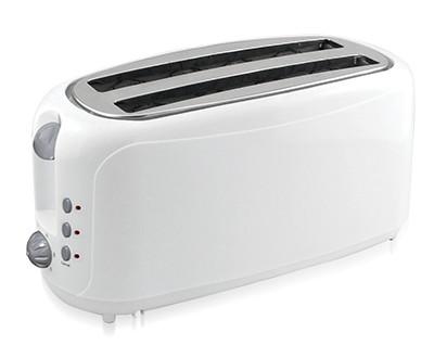 China Bread Centering Function 4 Slice 2 Slot Long Toaster White Yellow for sale