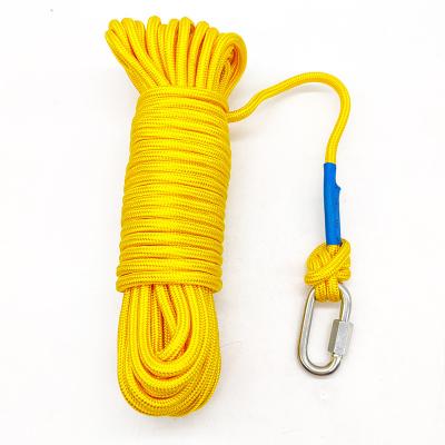 China Polyester Magnet Fishing Rope 10mm 65ft UV Resistant With 2 Locking Carabiners for sale