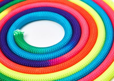 China Rainbow Fluorescent Nylon Rope 10mm Polyester Braided High Strength Cord for sale