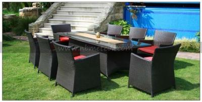 China Shrinkage Function Rattan Dining Set with 8*1.1MM Pe Rattan and Aluminum Frame for sale