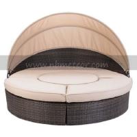 Quality Outdoor Rattan Sofa Bed with Uv Resistant and 4 Cushions for for sale