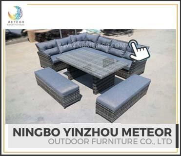 China outdoor rattan furniture sofa set for garden dining set with stool and patio set wicker corner sofa set for sale