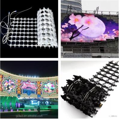 China High Reliability P55mm Flexible LED Mesh Screen Outdoor IP66 Waterproof for sale