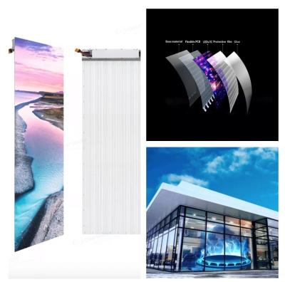 China Film Type Outdoor LED Mesh Display Self Adhesive Transparent LED Mesh P6.5mm for sale
