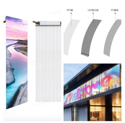 China Transparent LED Mesh P10mm Film Type Self Adhesive LED Mesh Screen Outdoor zu verkaufen