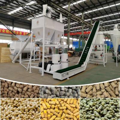 China 2T/H Flat Die Poultry Cattle Feed Pellet Production Line with 1-12mm pellets à venda